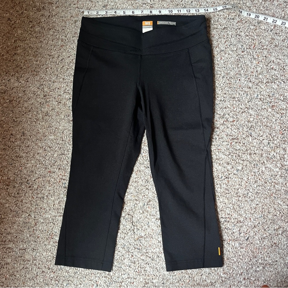 Lucy powermax hatha collection black capri workout leggings women size medium